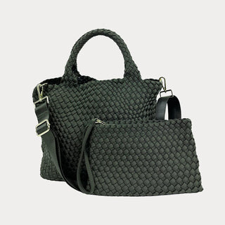 Lily Woven Neoprene Tote with Pouch Army Green