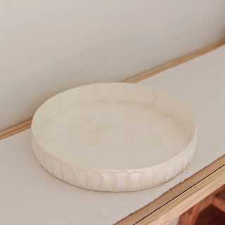 Dekorayson 10" Capiz Round Centerpiece Tray with Embossed Pattern