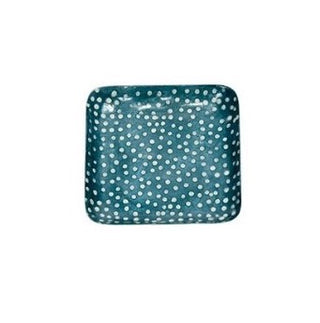 5" Square Capiz Plate with Dots (Blue/White)
