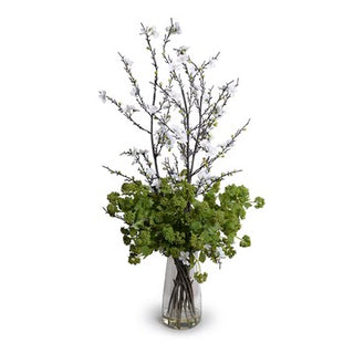 Quince & Viburnum in Glass 46"H 15036WG 20"W x 20"D x 46"H