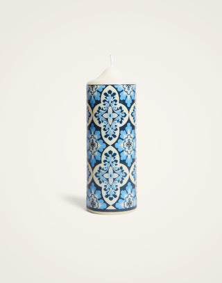 La Double J. Candle Co. Printed Pillar Candle Palazzo Blue in Wax