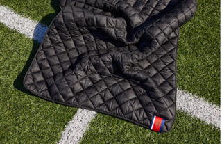 Black Waterproof Quilted Puffer Blanket with Football