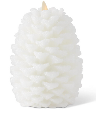 Luminara 6.5 Inch White Pinecone Indoor Candle