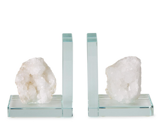 Set of 2 White Quartz Book Ends