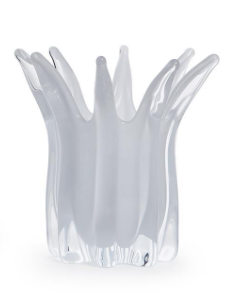 White Blossoms Hand-Blown Medium Candle Holder