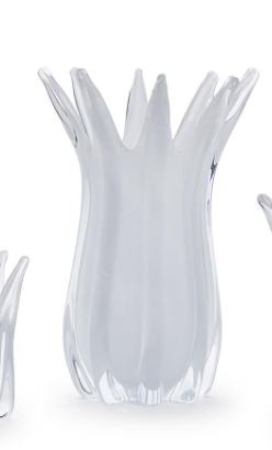 White Blossoms Hand-Blown Large Candle Holder/Vase