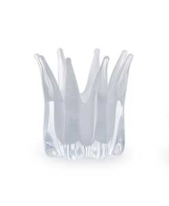 White Blossoms Hand-Blown Small Candle Holder