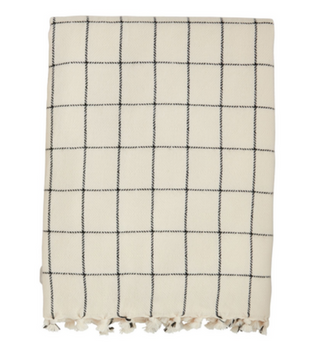 Dark Stripe Check Throw Blanket