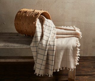 Dark Stripe Check Throw Blanket