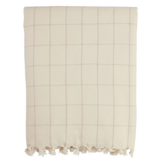 Taupe Stripe Check Throw Blanket