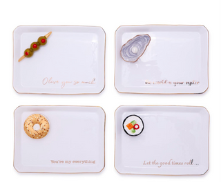 Iconic Eats Trinket / Desk Tray with Saying in Gift Box