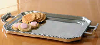 Silver Beaded Handle Tray, Large