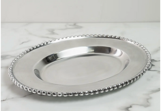 Silver Oval Beaded Tray