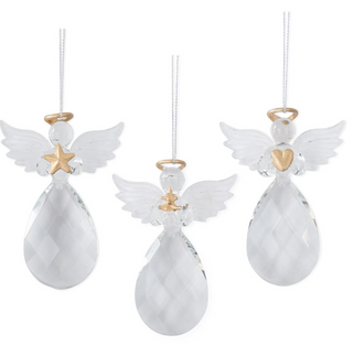 Clear Cut Glass w/ Gold Angel Ornament