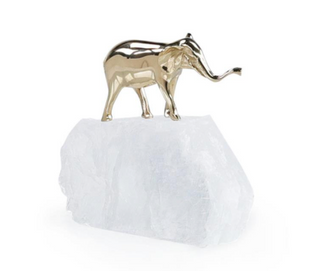 Brass and Selenite Elephant Sculpture II