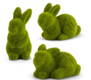 Assorted Medium Green Mossy Flocked Bunnies (3 Styles)