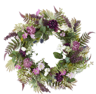 26 Inch Purple & White Perennials Spring Wreath