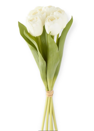 White Real Touch Tulip Bundle (6 Stem) 13'