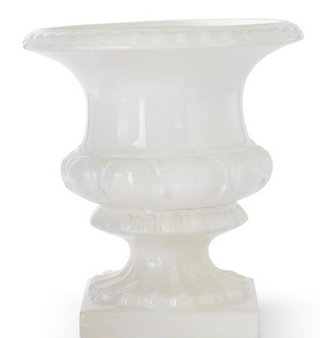 Glossy White Glazed Ceramic Urn 15.5"