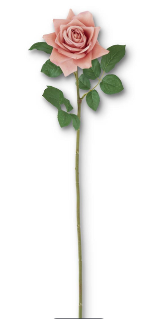 Coral Real Touch Duchess Rose Stem 25"