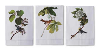 Assorted Botanical Hand-painted Cotton Guest Towels (3 Styles)