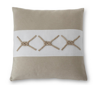 18 Inch Square Tan & Cream Jute Nautical Knot Pillow