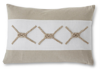 18 Inch Lumbar Tan & Cream Jute Nautical Knot Pillow