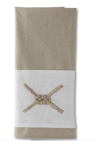 28 Inch Tan & Cream Jute Nautical Knot Hand Towel