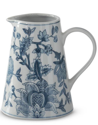 Small Navy Blue & White Porcelain Chinoiserie Pitcher