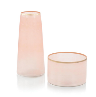 Tall Palest Pink with Gold Trim Vase