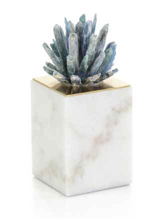 Cyanite Starburst on Marble Sculpture