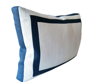 Ryan Studio 22X22 Slubby Linen Alan Box Throw Pillow White/Celadon