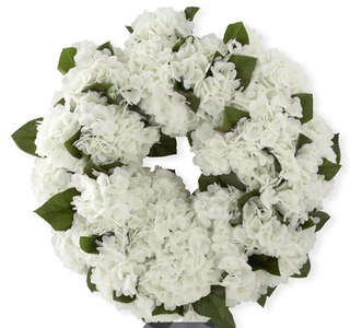 24 Inch White Real Touch Hydrangea Wreath