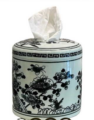 The Sylvie Tissue Vessel Black-White Floral