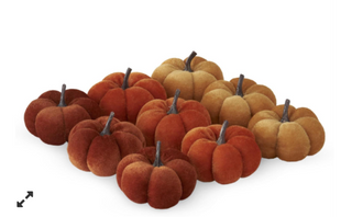Tan Rust & Orange Velvet Filler Pumpkins 2"