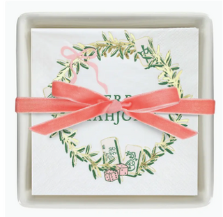 Ceramic Napkin Tray + Napkins - Merry Mahjong