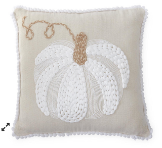 Cream & White Embroidered Pumpkin Pillow 16"