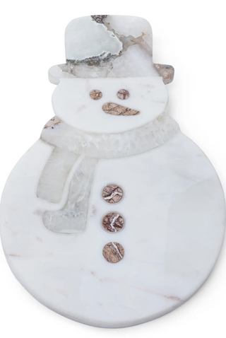 Marble and Agate Snowman Cheese and Charcuterie Board