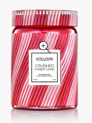 Voluspa Crushed Candy Cane Large Jar Candle.